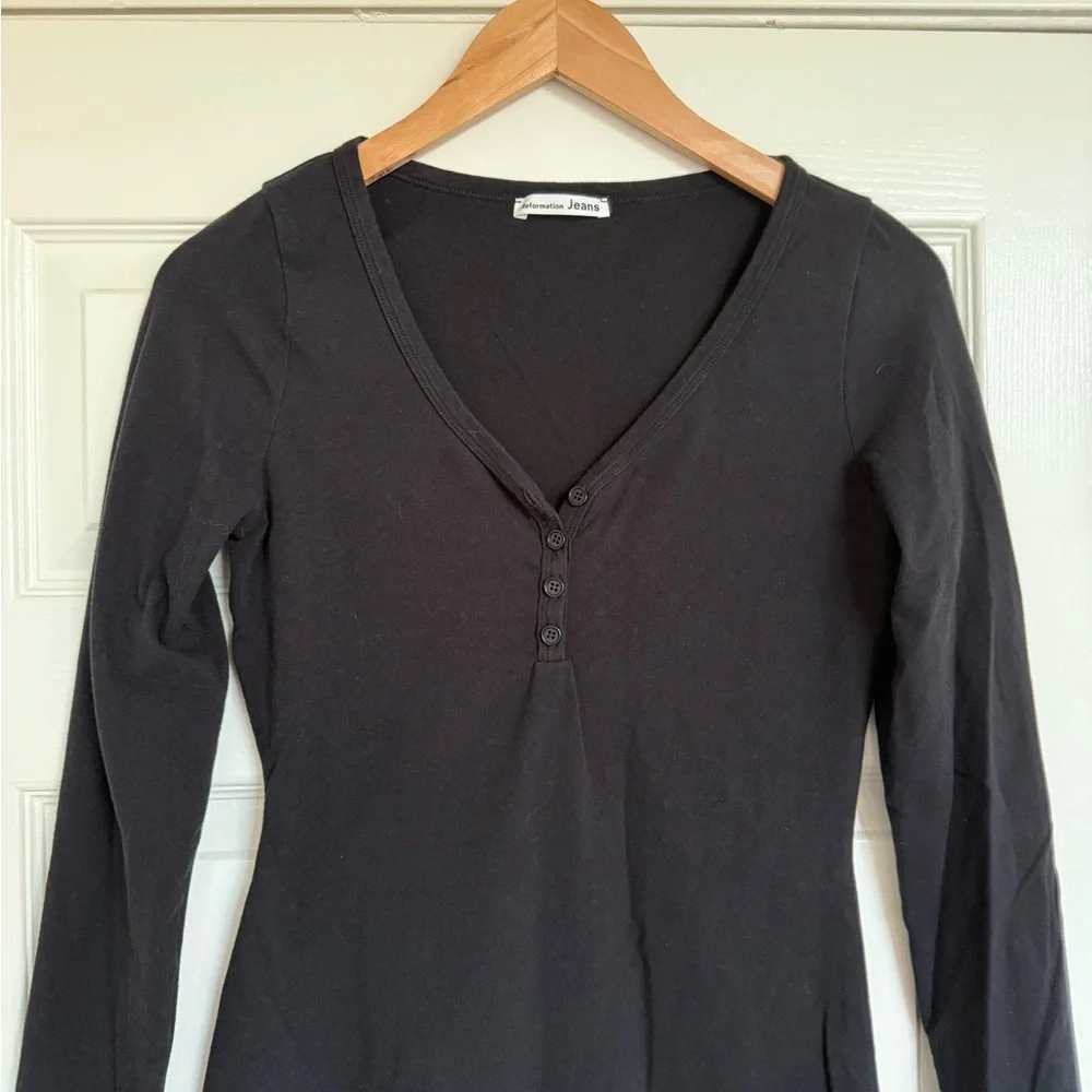 Reformation Black Long Sleeve Mini Long Sleeve Dress Small S